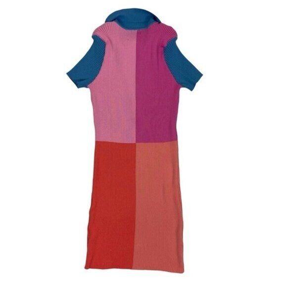 Dee Elly women’s dress large colorblock knit short sleeve bodycon - Picture 4 of 6